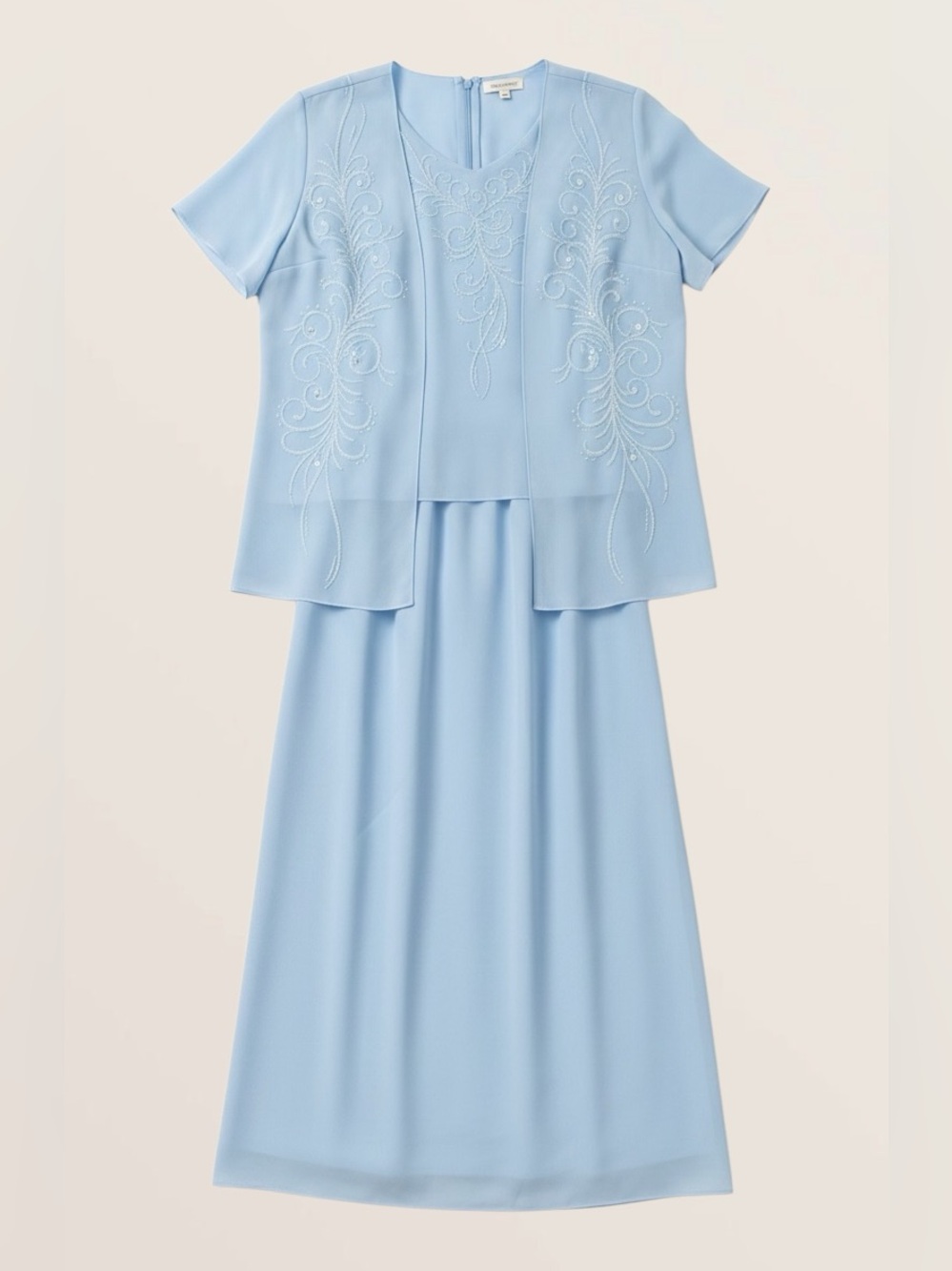 Vintage Nina Lee Pastel Blue Beaded Formal Gown Set XL